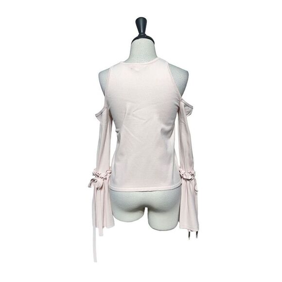 Milly Pink Cold Shoulder Long Ruffled Sleeve Sweater Size Small - Picture 2 of 5